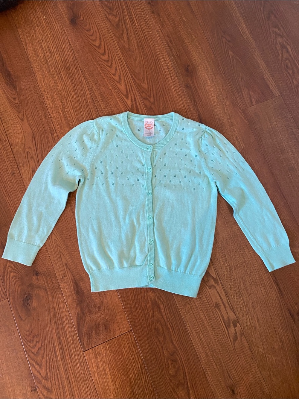 Light Aqua Knit Button-Front Girls Cardigan Size 10/12